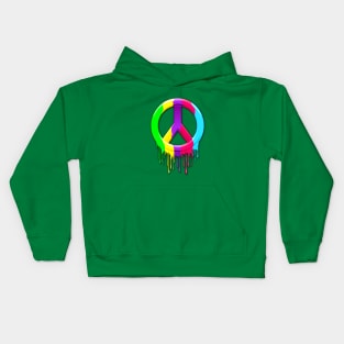 Peace Symbol Dripping Rainbow Paint Kids Hoodie